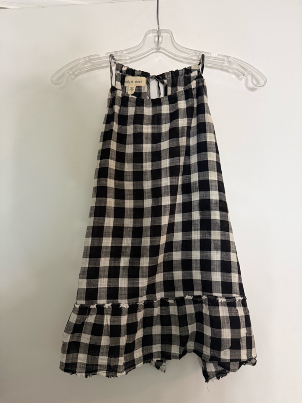 Cloth & Stone Black
White Gingham
Halter Top Tie Strap Boho Blouse Size L
